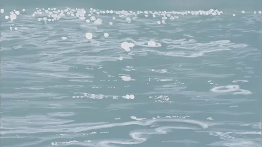 Malerei einer Wasseroberfläche mit weiss auf türkis